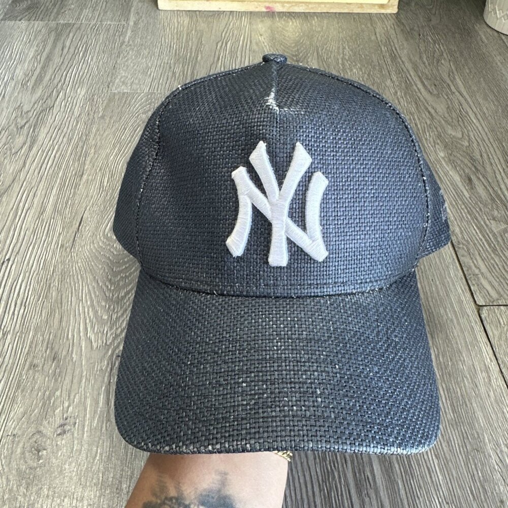 Kith & Kin x New Era New York Yankees A Cap Straw Blue Distressed SnapBack Hat